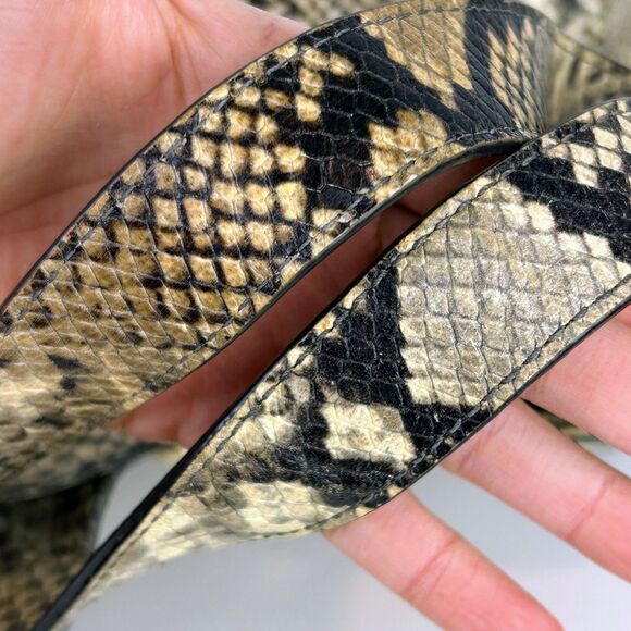 Michael Kors Astor Studded Python Snakeskin Tote Bag Shoulder Purse Beige Black - Picture 14 of 16